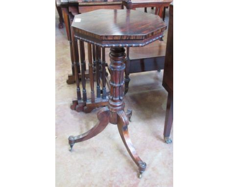 A 19th Century carved rosewood Pillar Table, the octagonal top above a moulded column on a tripod base, 1ft 2in W