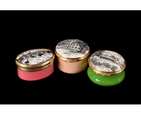 Three Bilston Enamel boxes,  all limited edition for the National Trust (3) 