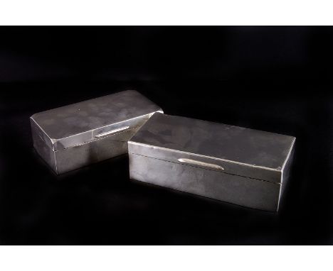 A Royal Army Ordnance Corp silver cigarette box, marked London 1938 by William Comyns & Sons Ltd, together with another simil