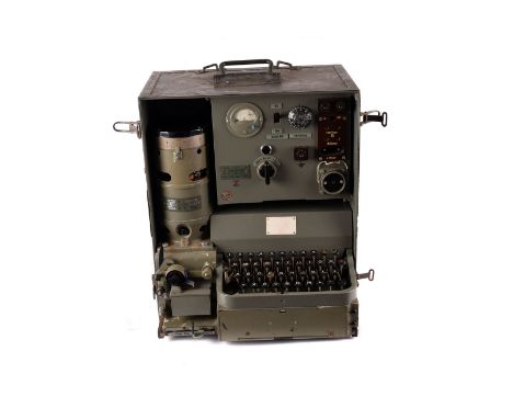 A WWII German portable teleprinter, marked 'Typenbildschreiber fur Draht betrieb TBs/24a-32' to front, translated Operation T