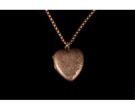 A 9ct gold sweetheart locket, on 9ct gold chain, in red velvet box  