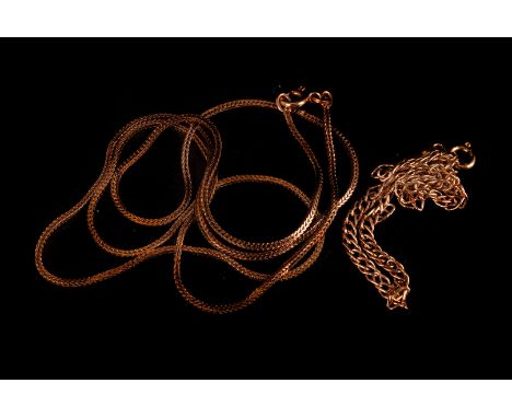 A 9ct gold fine link chain necklace, together with a 9KT marked gold link bracelet, approx 5.4g 