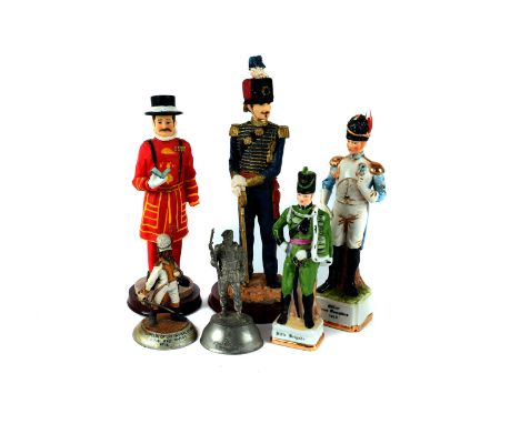 An assortment of various military figure, including resin, ceramic, cast metal and more, comprising Polish Lancer, Grenadiers