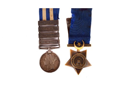 An Egypt 1882 medal, awarded to 1752 PTE M BALDWIN 17 GORDON HIGHRS, having four clasps, comprising The Nile 1884-85, El-Teb_