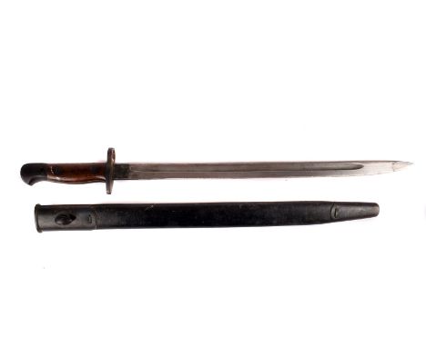 A WWI British 1907 pattern sword bayonet, by Wilkinson, impressed marked to the base of the blade, blade approx 43cm long, wi