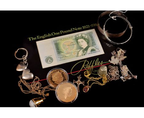 A Swarovski pendant and chain, together with a selection of silver and white metal jewellery, including bangles, earrings, pe