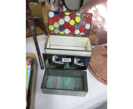 2 Tiffany style glass trinket boxes