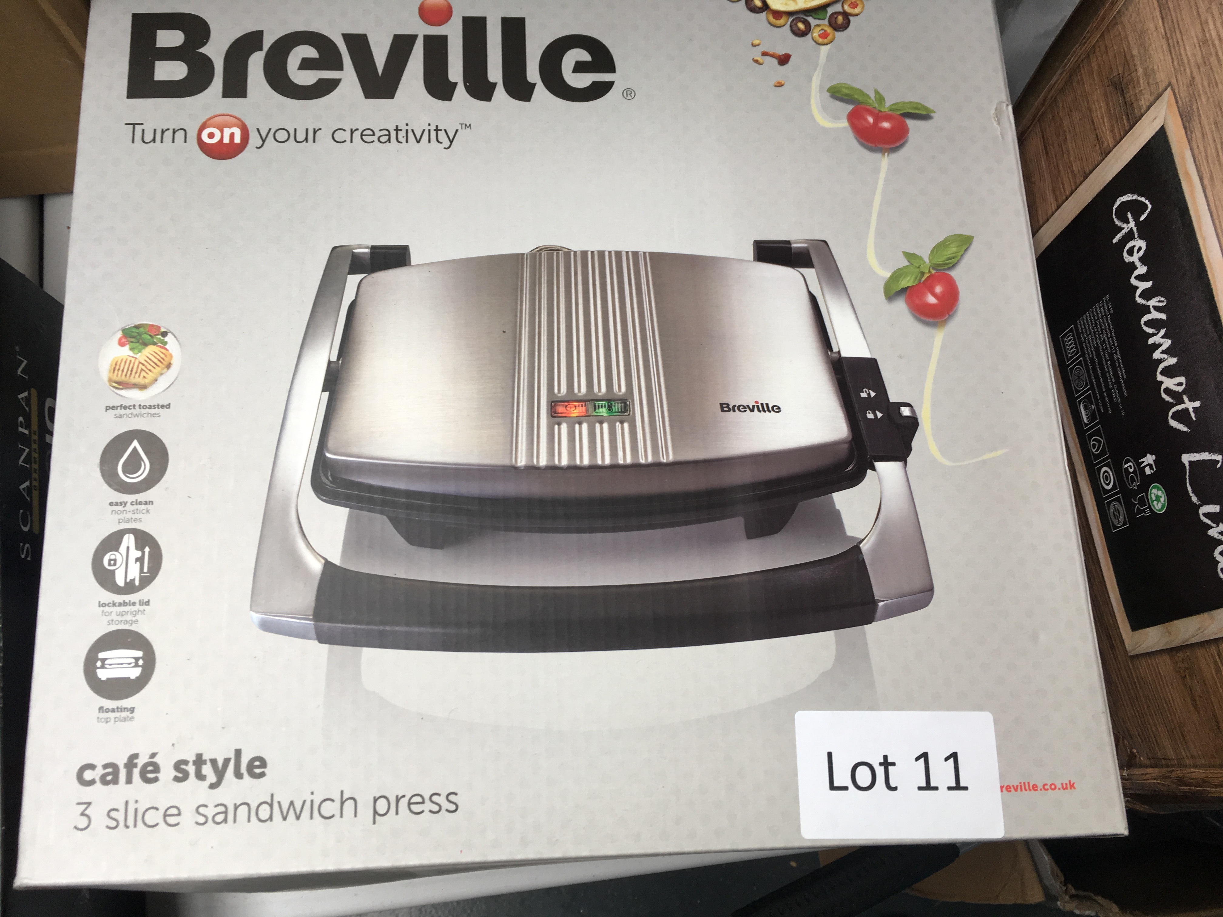 Breville Caf Style 3 Slice Sandwich Press Working Customer Return 