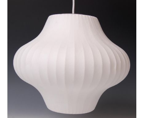 After George Nelson - Bubble Pear Light - A contemporary ceiling wall lamp / light fixture. The light consisting of a wire fr