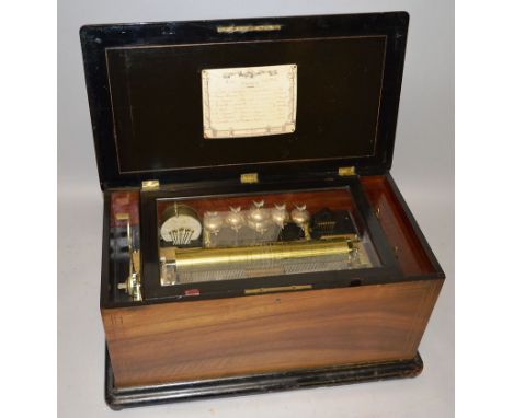 A LARGE 19TH CENTURY MAHOGANY CASED SWISS “ORCHESTRE” MUSICAL BOX by S. TAILES FILS. GENEVA, playing eight airs with drum, si