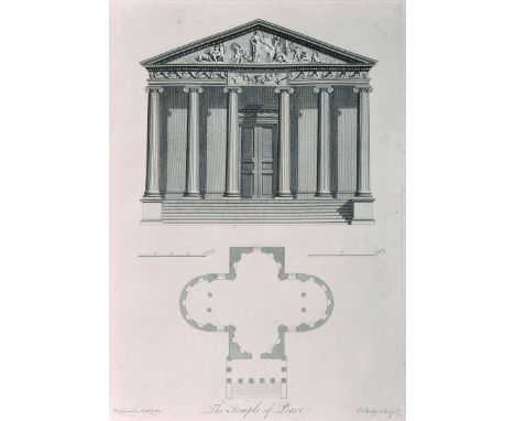 After Edward Rooker (1712-1774) British. ‘The Temple of Peace, at Kew’, Print, overall 17.5” x 12.5”, and the companion piece