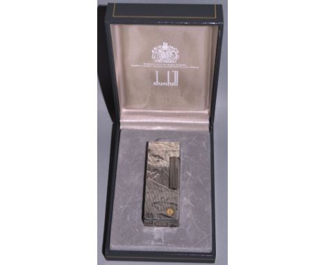 A DUNHILL SILVERED LIGHTER in original box with receipt from Dunhill 11.11.88.