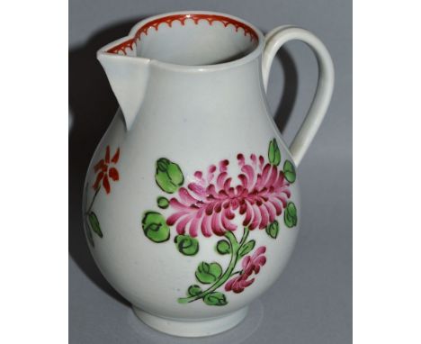 AN 18TH CENTURY WORCESTER GOOD SPARROW BEAK JUG painted with three sprays of flowers.