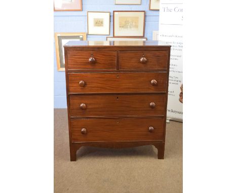 Victorian mahogany chest of two short over three long drawers raised on bracket feet, 100cm wide