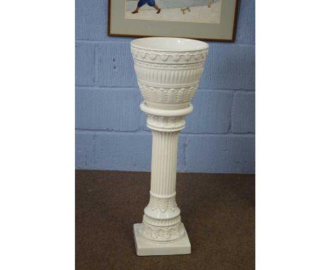 Modern white ceramic jardiniere and stand, 80cm high