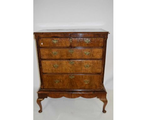 18th century and later walnut chest on stand, the piece has been significantly modified with the top three drawers now remove