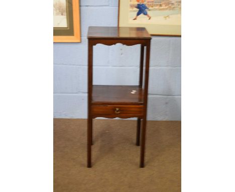 19th century mahogany single drawer lamp table or bedside cabinet, probably a conversion from a wash stand, 81cm high