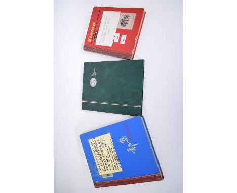 Three stamp albums, one containing collection of stamps from Indonesia, over 400 in total, and a further album of Chinese Peo