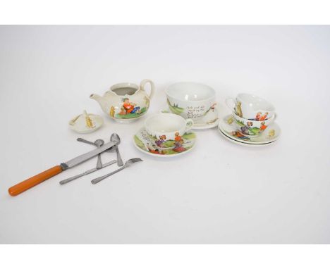 Copeland Spode mid-20th century child's tea set decorated with nursery rhymes, comprising tea pot, sugar bowl, two cups and s