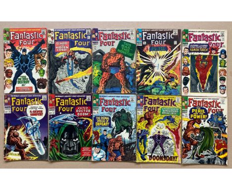 FANTASTIC FOUR #46, 47, 51, 53, 54, 55, 57, 58, 59, 60 (10 in Lot) - (1966/67 - MARVEL - Cents/Pence Stamp/Pence Copy - FR/GD