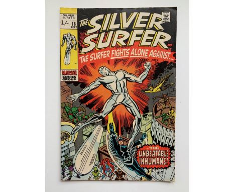 SILVER SURFER #18 (1970 - MARVEL - Pence Copy - VG/FN) - 'Jumpin' Jack Kirby returns to Marvel, and provided the cover and in
