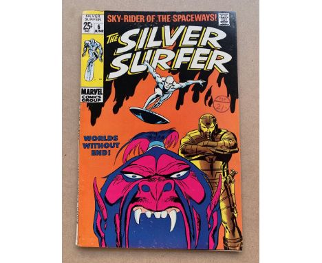 SILVER SURFER #6 (1969 - MARVEL - Cents Copy/Pence Stamp - FN+) - John Buscema cover and art. "Tales of the Watcher" backup f