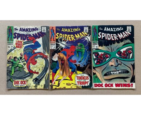 SPIDERMAN #53, 54, 55 (3 in Lot) - (1967 - MARVEL - Cents/Pence Stamp/Pence Copy - GD/VG - Run includes Spider-Man versus Doc