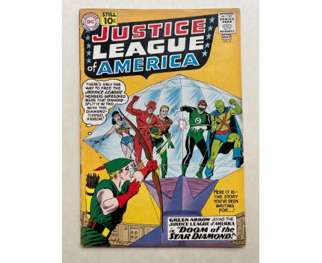 JUSTICE LEAGUE OF AMERICA #4 - (1961 - DC) FN (Cents Copy) - Green Arrow joins the J.L.A. - Murphy Anderson cover with Mike S