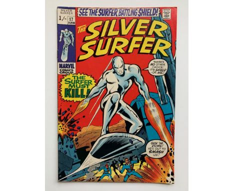 SILVER SURFER #17 (1970 - MARVEL - Pence Copy - VG/FN) - Nick Fury and Mephisto appearances. Fantastic Four cameo. Barry Wind
