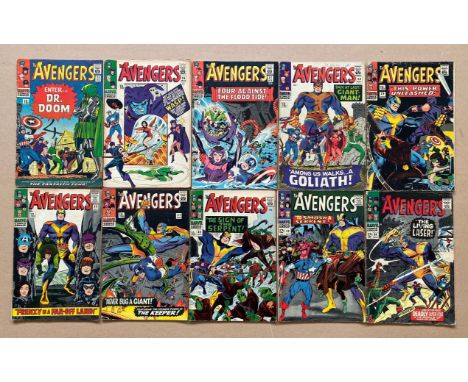 AVENGERS #25, 26, 27, 28, 29, 30, 31, 32, 33, 34 (10 in Lot) - (1966 - MARVEL - Cents/Pence Copy/Pence Stamp - FR/GD - Run in