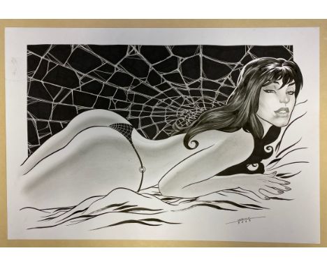 MARY JANE (SPIDER-MAN) ORIGINAL ILLUSTRATION BY MARCELO MUELLER (2013) - SIGNED BY ARTIST MARCELO MUELLER - Sexy pin-up illus