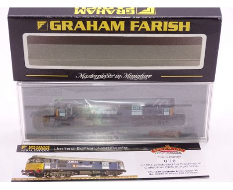 N Gauge - A Graham Farish by Bachmann 371-125K Class 33  Diesel locomotive in DRS Minimodal Blue livery, Bachmann Collectors'