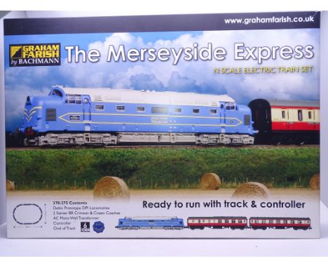 N Gauge - A Graham Farish by Bachmann 'The Merseyside Express' Train Set 370-275, including Deltic Prototype locomotive, comp