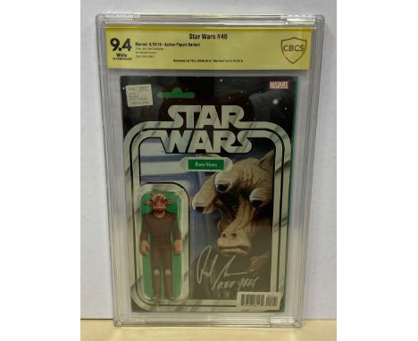 STAR WARS #46 (2018 - MARVEL) Graded CBCS 9.4 (Cents Copy) SIGNED BY PAUL SPRINGER - REE-YEES ACTION FIGURE VARIANT - Salvado
