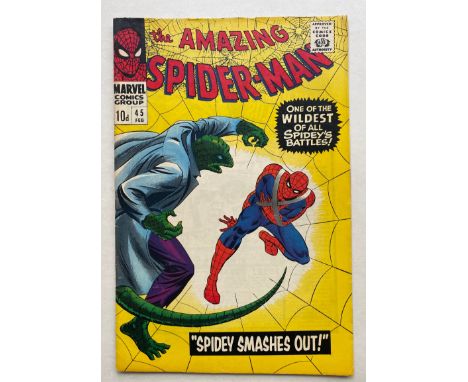 SPIDER-MAN #45 - (1965 - MARVEL - Pence Copy - FN/VFN - Third appearance of the Lizard - John Romita Sr. cover and art - Flat