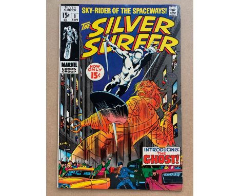 SILVER SURFER #8 (1969 - MARVEL - Cents Copy/Pence Stamp - VFN+) - The first appearance of the Flying Dutchman, plus a Mephis