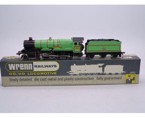 A Wrenn W2221 Castle class steam locomotive in BR experimental light green "Brecon Castle". VG in a VG box