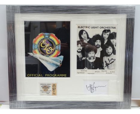 ELO: ELECTRIC LIGHT ORCHESTRA - Framed and Glazed Display 1978 - Official Programme, Ticket Stub, JEFF LYNNE autograph (Steve