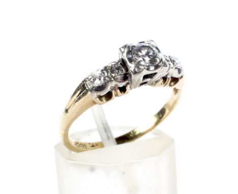 A vintage 18ct gold and diamond five stone ring. The round brilliant, old-cut and eight-cut stones approx. 0.33cts total, all