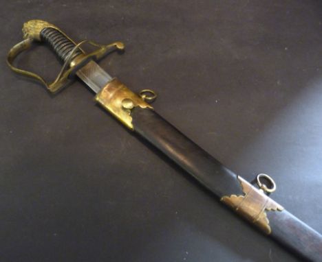 A Late 18th, Early 19th Century Flank or Rifle Officers Sabre, the 29½" curved blade etched with the Royal Cypher, crowned G.