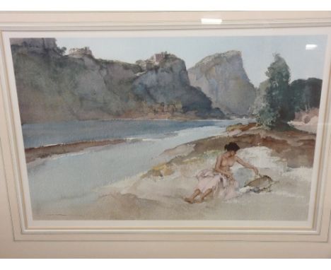 SIR WILLIAM RUSSELL FLINT framed print - semi nude female bathing