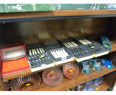 Parcel of boxed bone handled cutlery (top shelf)