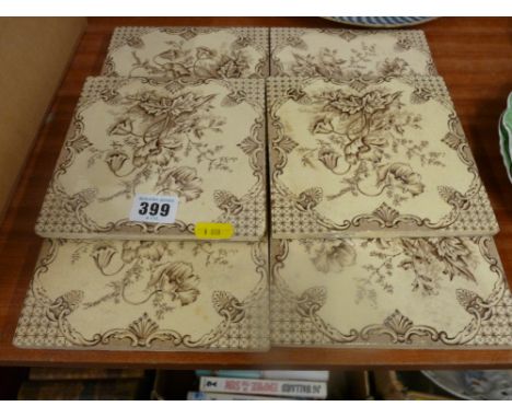 Set of six Victorian ceramic tiles