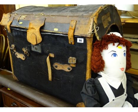 Vintage dome topped trunk and contents