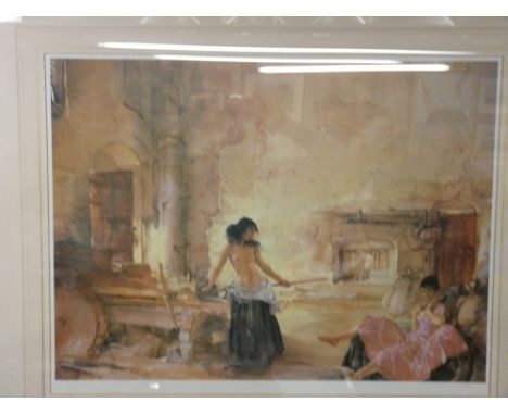SIR WILLIAM RUSSELL FLINT limited edition (334/850) print - two young women, one semi nude with a rake