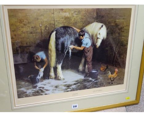 DAVID SHEPHERD limited edition (817/850) studio stamped print - 'Shampoo Time', signed in pencil, 43 x 57 cms