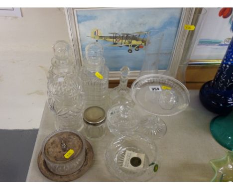 Selection of vintage cut and other glassware
