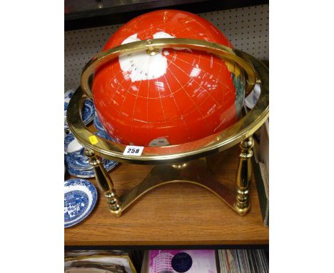 Large framed terrestrial globe