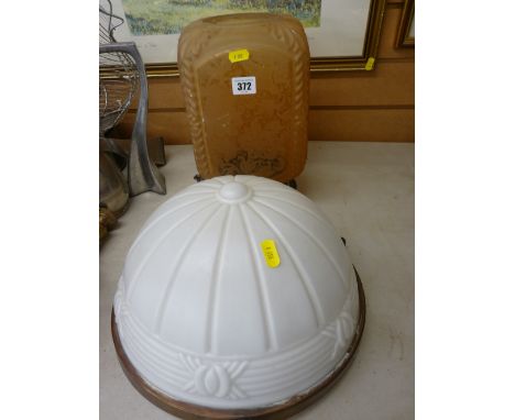 Two vintage ceiling light shades