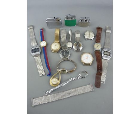Collection of lady's and gent's wristwatches with three vintage pocket lighters